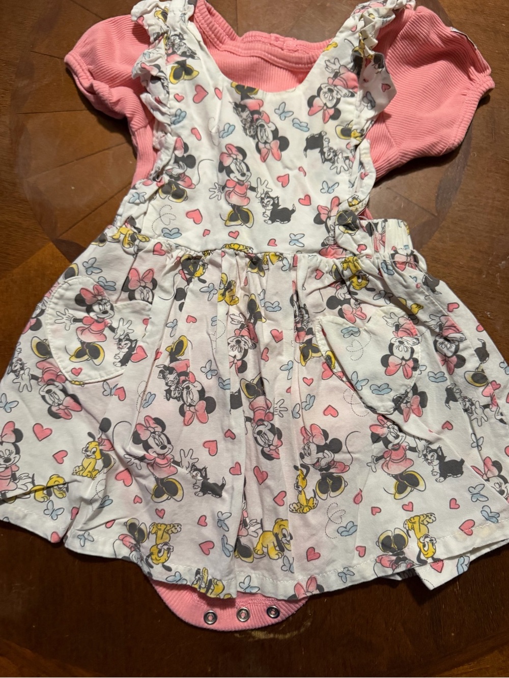 Disney Pink and White Minnie Mouse Pinafore Dress